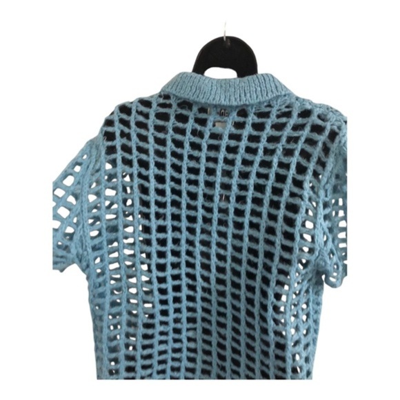 Urban Outfitters UO BDG blue Osaka Open Knit button down Polo Sweater size XS - Picture 13 of 17